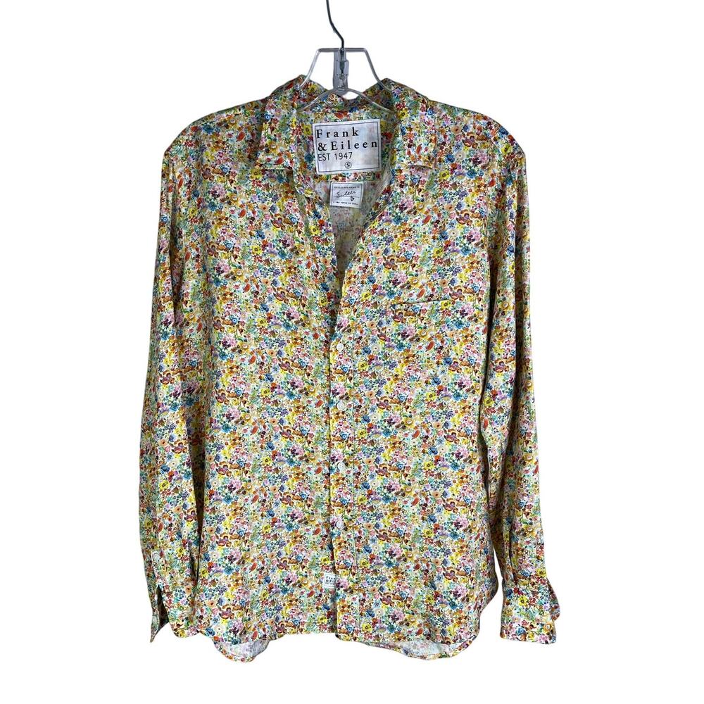 Frank‎ & Eileen Shirt Womens Small Multi-color Floral Deep V-Neck Cottage Core